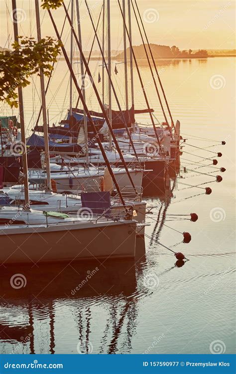 Yachts And Boats Moored In A Harbour Stock Image Image Of Pier