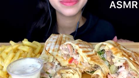 ASMR Chicken Shawarma Fries Mukbang Eating Sounds YouTube