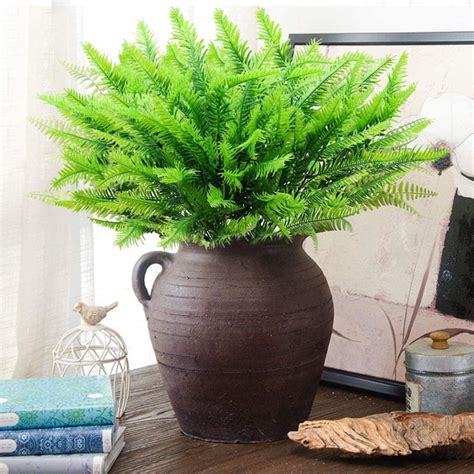 6 12 Pcs Artificial Fern Plants Fake Boston Fern Bush Plant UV