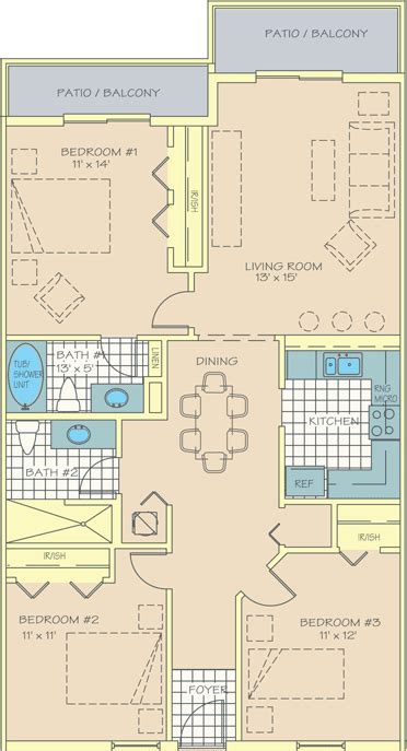 Floor plan for 3-bed condo Bahama Bay Resort Orlando Florida – Disney ...