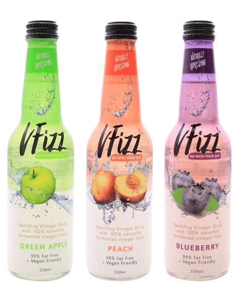 V Fizz Non Alcoholic Green Apple Peach Blueberry Vinegar Cider Boozy