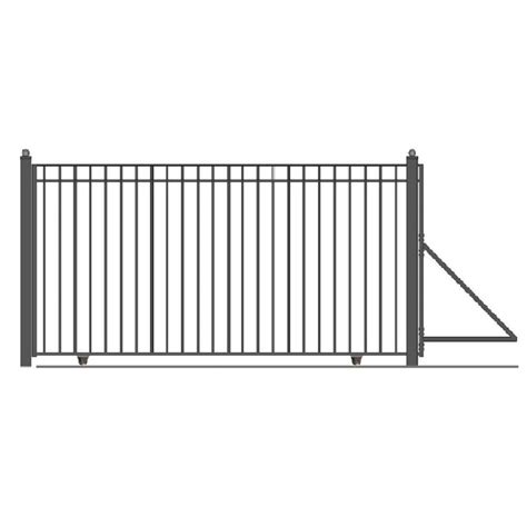 Aleko Madrid Style 12 Ft X 6 Ft Black Steel Single Slide Driveway Fence Gate Dg12madssl Hd