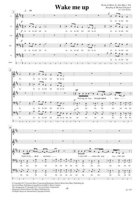 Wake Me Up Arr Jetse Bremer By Avicii Sheet Music For 5 Part Choir At Sheet Music Direct