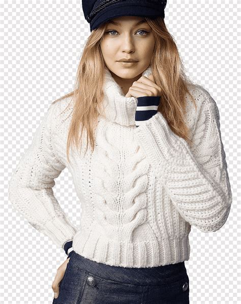 Gigi Hadid Woman Wearing White Turtle Neck Shirt Png Pngegg