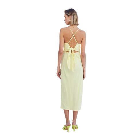 Suboo Georgia Tie Back Slip Dress Lemon All The Dresses