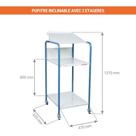 Pupitre inclinable avec 2 étagères équipé de patins 820008490