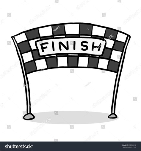 Finish Line Cartoon Vector Illustration Grayscale Stock Vector (Royalty ...