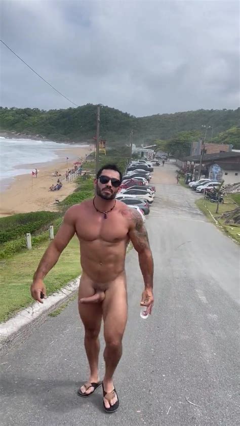 walking naked in public with a boner
