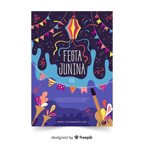 Free Vector Hand Drawn Festa Junina Poster Template