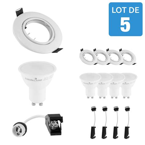 Lot Spots Encastrables Orientables Blancs Ampoules Gu Led W