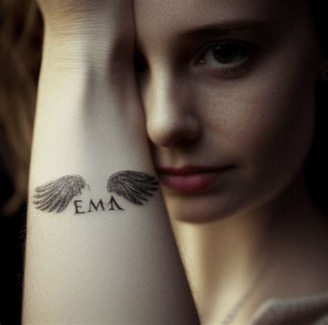 Tatouage ailes d ange avec prénom symbole de l amour éternel pour les