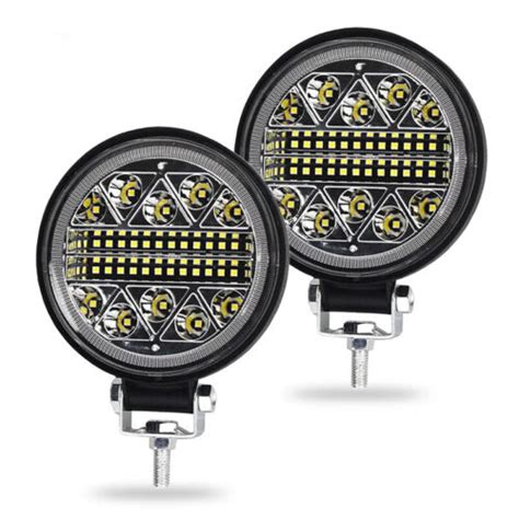 2x 4in Round LED Work Lights Bar Pods 13600LM Spot Flood Combo Fog Off