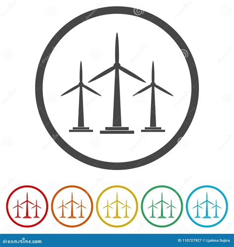 Icono De La Turbina De Viento Concepto Del Eco 6 Colores Incluidos Stock De Ilustración