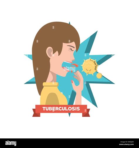 Woman With Tuberculosis Disease And Coughing The Virus Over White