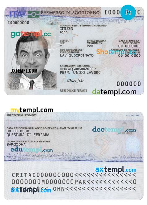 Italy Residence Permit Psd Fake Template Current Version Faketemplate Ru