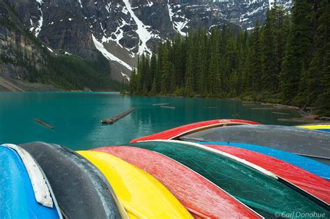 Canoes At Moraine Lake Banff National Park Carl Donohue Photography