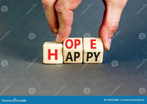 Hope And Happy Symbol Concept Words Hope And Happy On Wooden Cubes