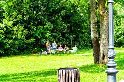 People Relaxing At Mogosoaia Palace Park Near Bucharest Romania 2022