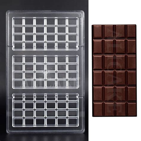 Polycarbonate Chocolate Molds 3 Cavity Classical Candy Bar Bonbons