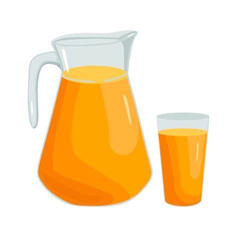 Premium Vector Fresh Orange Juice In A Glass And Glass Decanter Isolated On A White Background