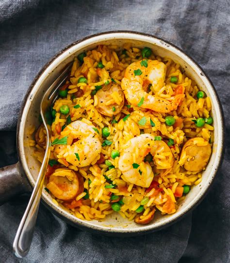 Easy Shrimp Paella With Smoked Chicken Sausage Savory Tooth