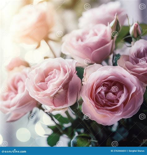 A Bunch Of Pink Roses In A Vase Ai Generative Image Stock