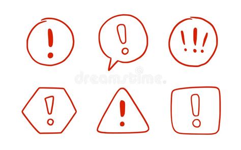 Hand Drawn Exclamation Mark Alert Sign Set Scribble Doodle