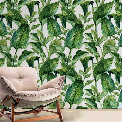 Papel De Parede Floral Mod 381 Folhas Verdes