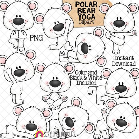 Polar Bear Yoga Clip Art Stretching Clipart Polar Bears Doing Yoga