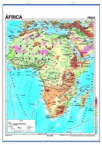 Mapa Mural Frica Impreso A Doble Cara F Sico Pol Tico Envarillado