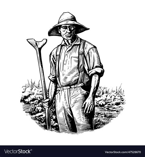 Farmer Drawing Isolated Hand Drawn Object Vector Image