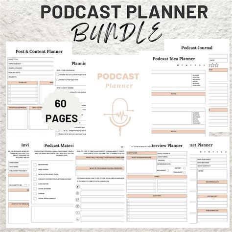 Editable Podcast Planner Template Bundle Pack Podcast Content Planning