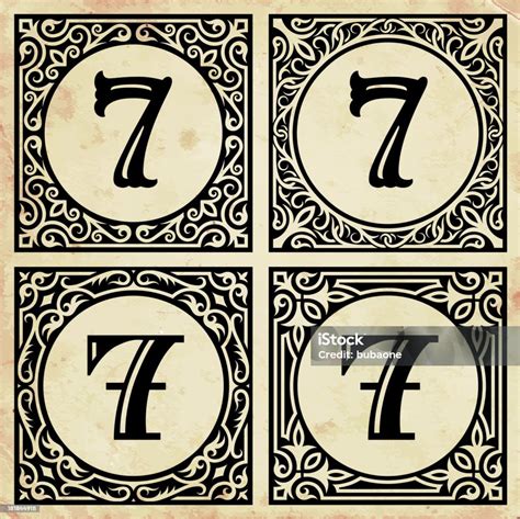 Old Paper With Decorative Number 7 Stock Illustration Download Image