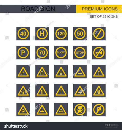 Road Signs Icons Set Vector Stock Vector Royalty Free 1029793801