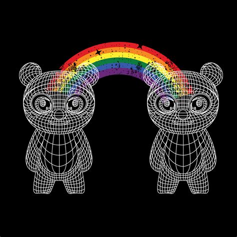 T Shirt Design Of Two Bears United By A Rainbow Vector Illustration Good For Gay Pride Day