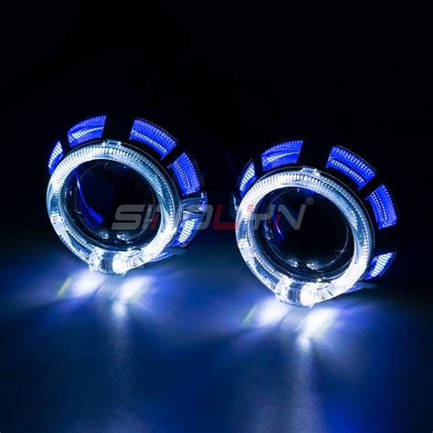 Sinolyn 2 Inch Dual LED Angel Eyes Bi Xenon Lenses For Headlight H4 H7