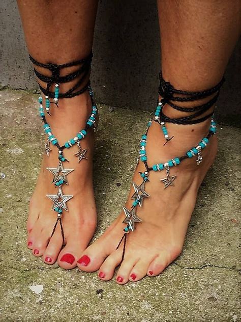 RESERVIERT Barfußsandalen Fußschmuck Hippie Sandalen Etsy Barfuss