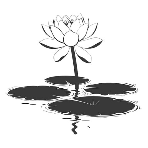 Premium Vector Silhouette Lotus Flower In The Water Black Color Only