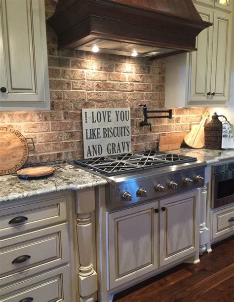 Brick Backsplash Backsplash Kitchen White Cabinets Backsplash Tile