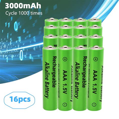 Alkaline Triple A Batteries 16 Pack Rechargeable 1 5V AAA Battery Long