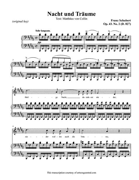 Nacht Und Tr Ume D Schubert Franz Imslp Free Sheet Music Pdf