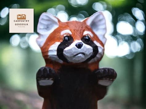 Adorable Red Panda Figurine Handmade Basswood Carving Etsy