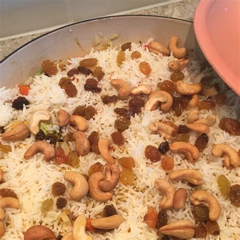 Indian Style Rice With Cashews Raisins And Turmeric Recipe Allrecipes