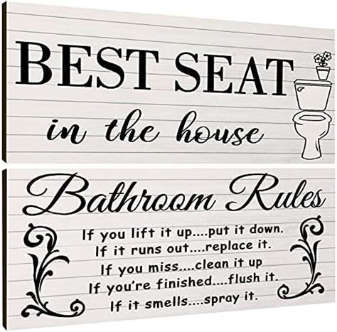 Jetec 2 Pieces Funny Bathroom Wall Decor Sign Farmhouse Bathroom Decor