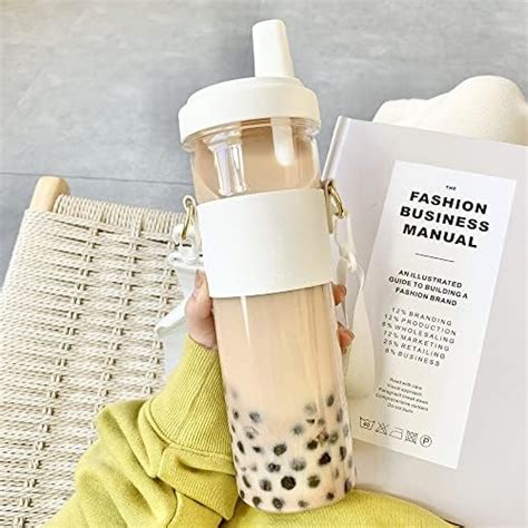 Delmkin Bubble Tea Gobelet à smoothie avec couvercle et paille 500 ml