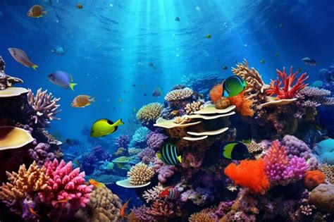 Premium Ai Image Underwater Coral Reef Teeming With Colorful Marine