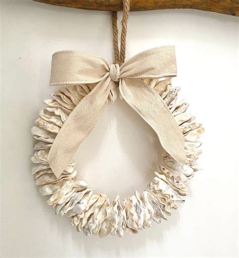 Oyster Shell Wreath Coastal Decor Nautical Seashells Etsy In