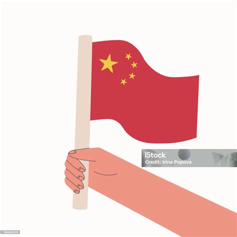 Bendera China Tangan Memegang Bendera Nasional Republik Rakyat Tiongkok