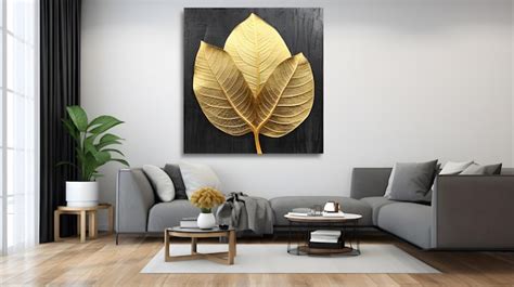 Premium AI Image | Golden leaf wall art gold art prints in the style