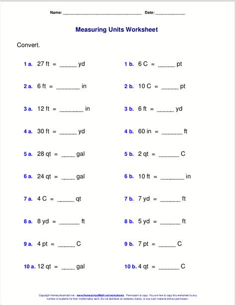 Unit Conversion Practice Worksheets